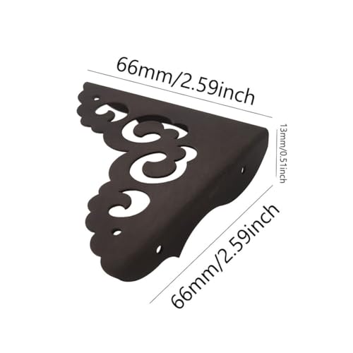 Image of Metal Corner Protectors Set of 4, Vintage Decorative Corner Protector for Antique Wooden Chests, Tables, Desks, Boxes, Edge Protection, Hollowed Out Flower Corner Guards for Decor Furniture (Black)