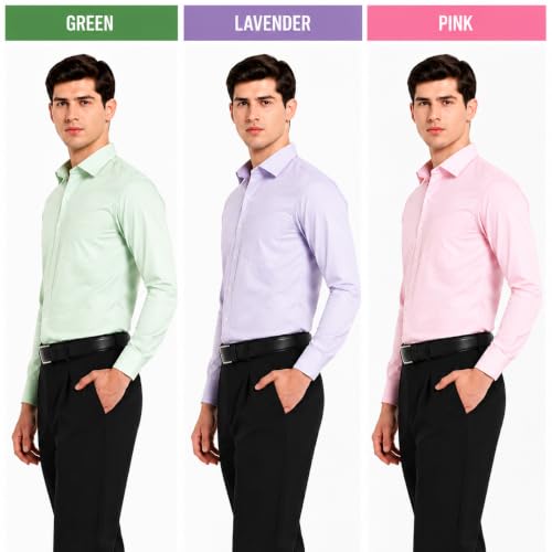 Image of Men's Solid Formal Shirt | Premium Cotton Rich Full Sleeves Shirt | Comfort Fit Office Wear Shirt with Single Chest Pocket | Stylish Casual & Formal Shirt for Men
