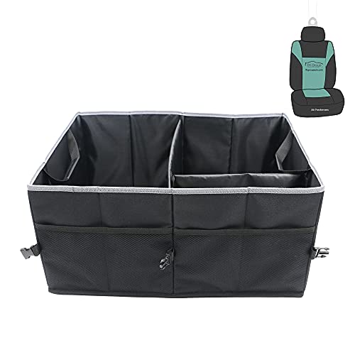 FH Group Collapsible Multi-Compartment Car Trunk Storage Organizer, Cargo Organizer for Car (Gray/Black)