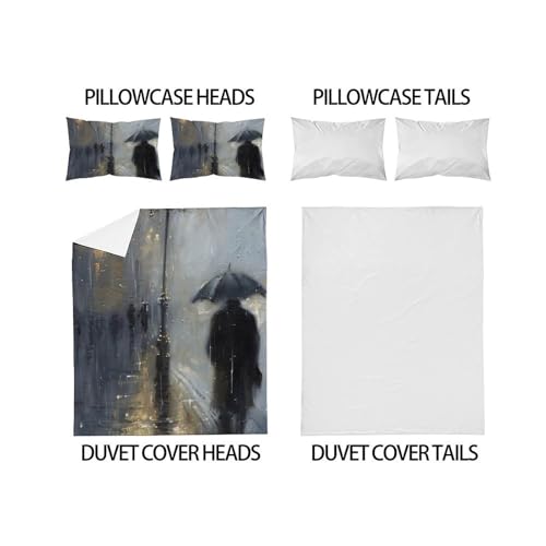 Housse de couette King 220x240 cm en microfibre à silhouette imprimé 3D avec zip