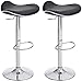 CLP Set 2 Sgabelli Bar Shanghai in Similpelle I Sgabelli Alti Cucina Girevoli E Regolabili 60-80CM, Colore:Nero