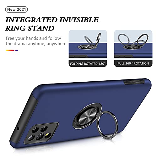 Image of Galaxy A42 5G Case for Samsung A42 Case Military Grade Shockproof Built-in Ring Holder Kickstand Car Mount Armor Heavy Duty Protective Case for Galaxy A42 Phone Case (Blue)