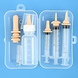 Leoihmaoel Kitten Puppy Nursing Bottle Set with Nipples, BPA Free Formula Dispenser, Feeding Syringe for Newborn Baby Animals