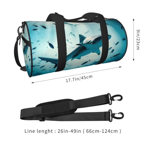 Sports Duffel Bag Underwater-World-Sharks Foldable Travel Tote Bag Weekender Sleepover Carry On Bag2