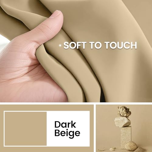 Image of COSVIYA 100% Biscotti Beige Blackout Curtains 63 Inch Long for Kids Room | Room Darkening Light Blocking Drapes for Bedroom, Grommet Thermal Insulated Window Panels with Black Liner, W52xL63,2 Panels
