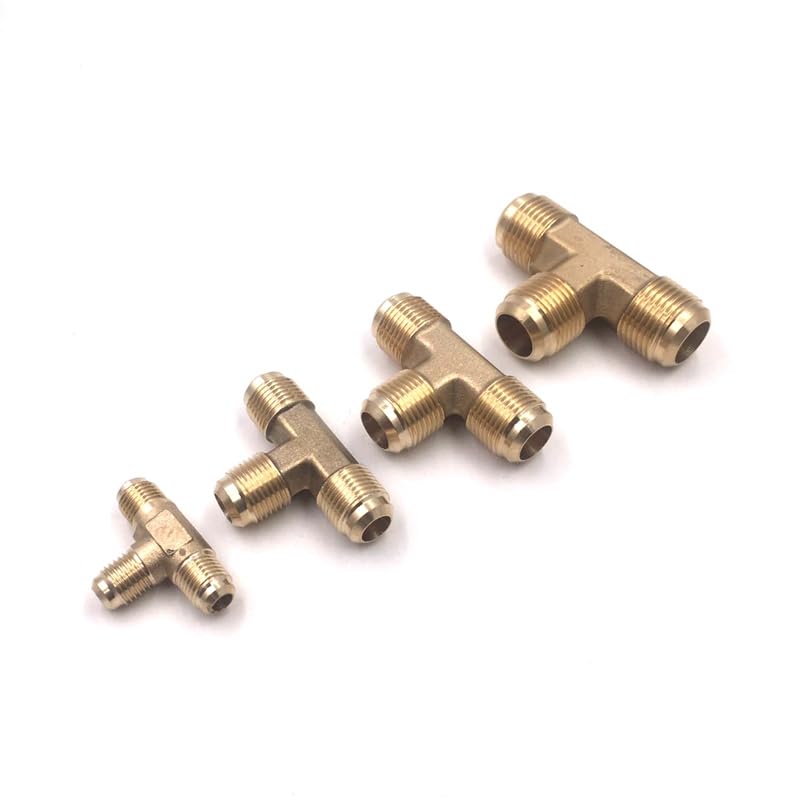 Brass Air Conditioner Tee Forged UNF Thread Male to Male 3 Ways Equal Flare Connecting Pipe Fitting Adapeter (Thread Specification: 7I16-20 UNF)