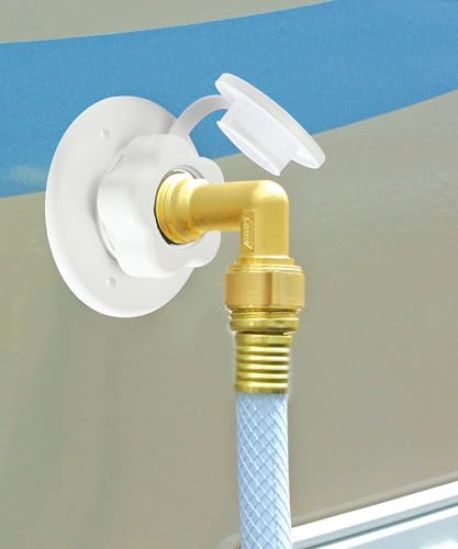 Image of RV City Water Inlet,RV City Water Fill Inlet Flange Brass with Check Valve,Car Accessories RV City Water Connection 1 /2 inch NPT Male,RV City Water Inlet Replacement for Camper RV Trailer Marine