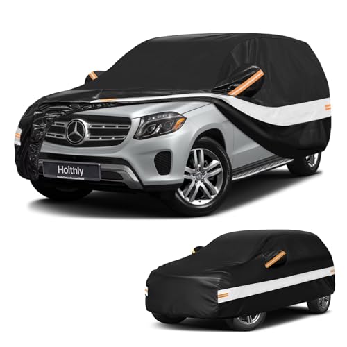 Image of 10 Layers SUV Car Cover Custom Fit Mercedes-Benz GLS-Class 350d 400 400d 450 450d 550 580,Waterproof All Weather for Automobiles, Outdoor Full Cover Sun Dust Rain Protection with Cotton. Black
