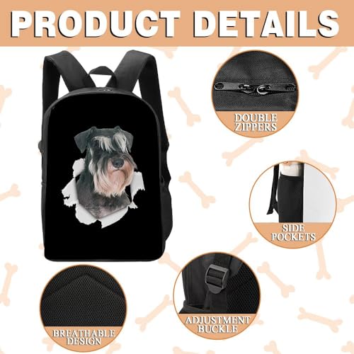 Pitbull Backpack Daypack Lovely Dog Print Bookbag Laptop Bag For Work Travel Hiking 17 Inch Black Lightweight Style 83