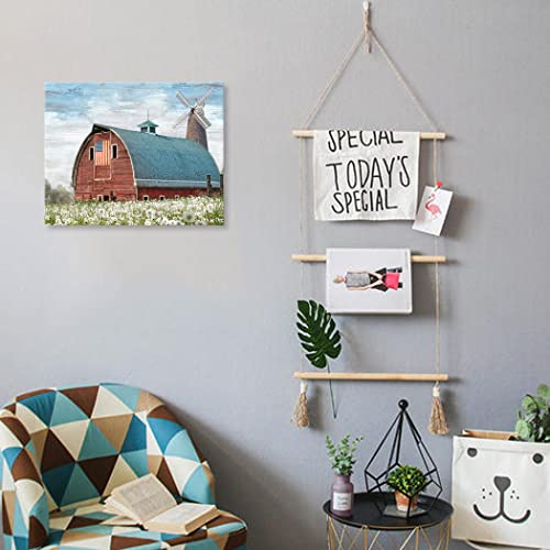 Barn Farm Picture Wall Art - Rustic Farmhouse Decor Canvas Framed 15X12 #TOP4