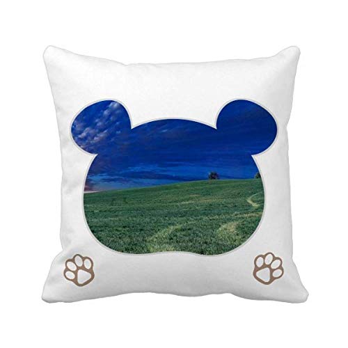Housse de coussin carrée motif ours Grassland vert et bleu ciel - 2