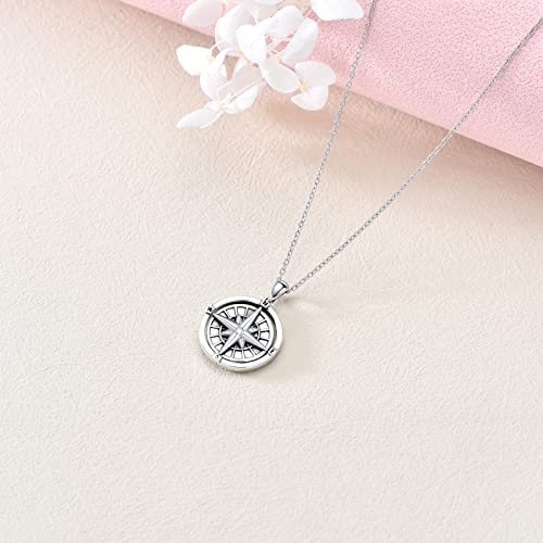 Rotating Compass Nautical S925 Sterling Silver Necklace - Inspirational Graduation and Retirement Gift for Women, Travel or Long Distance Jewelry4