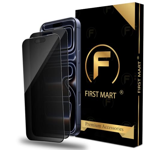 Image of FIRST MART Privacy Tempered Glass for iPhone 17 Pro Max, 2 Pack | Anti-Spy 9H Screen Protector, Edge-to-Edge, Case-Friendly, Scratch Resistant, Bubble-Free