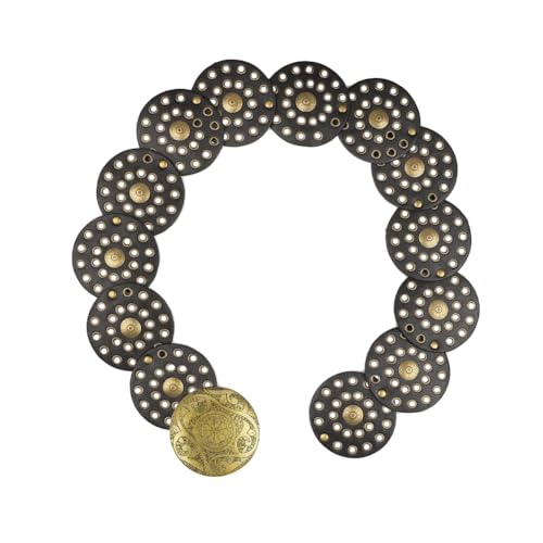 XGOPTS Wide Disc Belt for Women Vintage Western Waist Belt Exaggerated Cowboy Leather Hollow Out Round Belts for Dress4