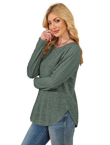 Image of SAMPEEL Sweatshirt for Women Long Sleeve Shirts Crewneck Sweaters Fall Fashion Outfits 2025 Trendy Tunic Tops Plus Size
