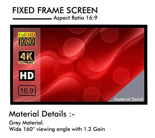 Image of BIG VUE 135 Inches Fixed Frame Projector Screen 16:9 Diagonal Active 3D 4K Ultra Hd Projector Screen for Classroom, Office & Home Theater (135 Inch, Grey)