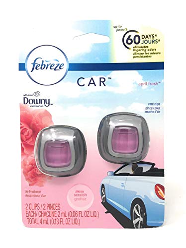 Image of Febreze Car Odor-Eliminating Air Freshener, Downy April Fresh scent, 2 count (Pack of 4)