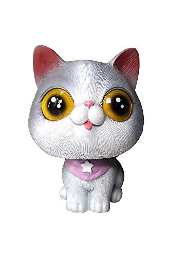 Fontee Auto Aimable Chat Figurine Bouge la Tête Wobble Head Hocher Tête Jouet Tableau de Bord Décoration Minou en Hochant Tête Intérieur de Voiture Décoration (Dame Chat)