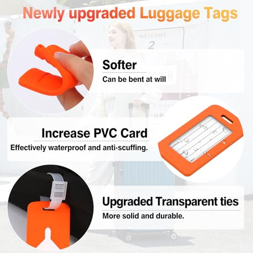 2 Pack Silicone Luggage Tag with Name ID Card Perfect to Quickly Spot Luggage Suitcase, TSA Approved, Luggage Identifiers for Suitcases and Bags, Privacy Protection Travel Suitcase Tags2