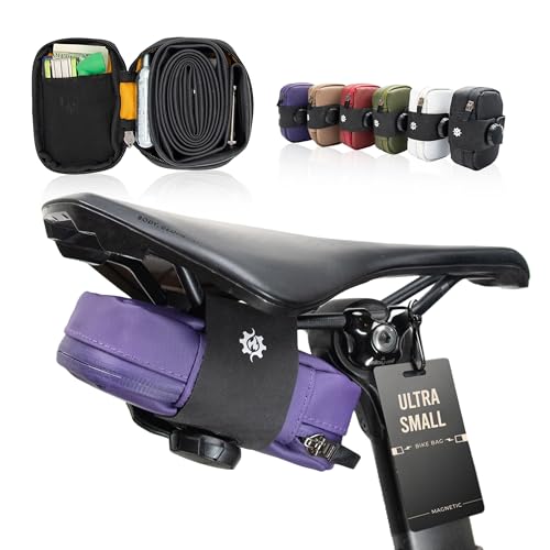 Lumiere & Co. Falcon Magnetic Saddle Bag 0.37L | 5x 3x 1.5 | Sleek Minimalist Design Fast Magnetic Buckle Attachment | Cycling Bike Bag (Purple Small)