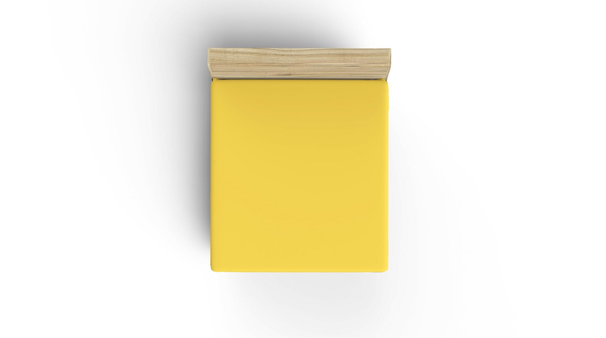 Ranforce Queen XL Fitted Sheet (150 x 200 + 40 cm), Dark Yellow, 100% Cotton, 117 g/m², Soft, Durable, Perfect for Cosy Bedrooms and Elegant Decor