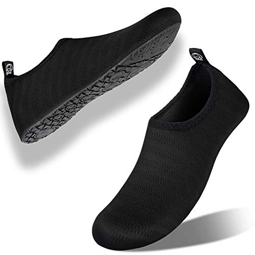 WateLves Chaussettes de Sport Aquatique de Nager de Surf de Yoga et de Plage d'eau Poids Léger Séchage Rapide Pieds Nus de Sport Aquatique Hommes Femmes,X.tw.noir,46/47 EU