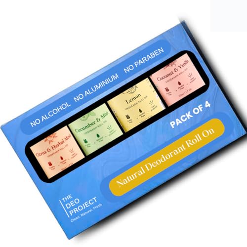 Image of Coconut, Lemon, Citrus Herbal Musk with Cucumber & Mint Natural Underarm Roll On (Pack of 4)