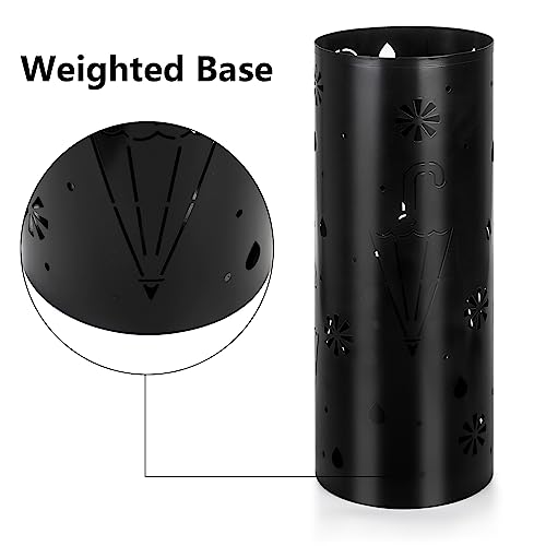 image for Coloch Metal Round Umbrella Stand Rack with Weighted Base, Black Frees