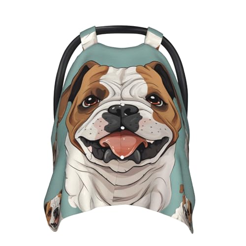 Baby Car Seat Canopy Cover for Mom, Soft Breathable Nursing Breastfeeding Covers Multi Use Stroller Sun Shade Newborn Shower Gift，Funny English Bulldog