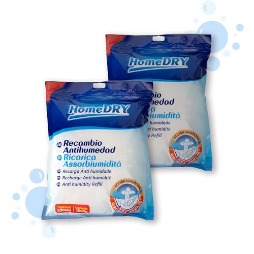 Pack de 2 Recambios Antihumedad de 1000g para Deshumificado, Eliminador de Condensación - Elimina Malos Olores, Antimoho para Armarios, Cajones, Habitaciones