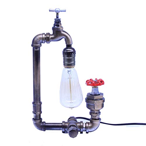 Preisvergleich Produktbild Retro Industriewasserrohr Tischlampe, kreative Hahn Schlafzimmer Nachttischlampe Edison Studenten Dorm Room Home-Bar Café dekoratives Licht Schreibtischlampe, ohne Leuchtmittel, switchbutton ZDWN