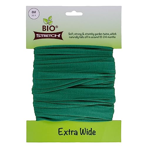 Biostretch Extra Wide Tree Ties and Large Plant String | Environmentally Smart Soft Green Plant Support and Garden Twine (Bio Extra Wide 26 ft / 8M)