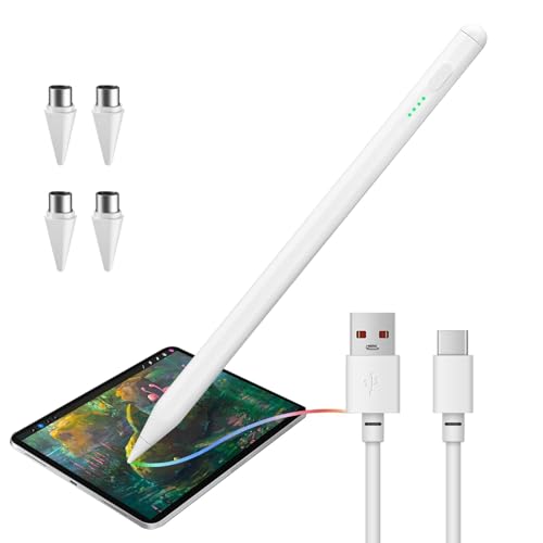 Carica Rapida e Lunga Durata della Batteria: La penna stylus si carica rapidamente in 40-60 minuti tramite cavo Tipo-C. Una volta caricata, offre un utilizzo continuo fino a 8 ore e una modalità stand-by ultra lunga fino a 90 giorni. La modalità di risparmio energetico spegne automaticamente la penna dopo 30 minuti di inattività.