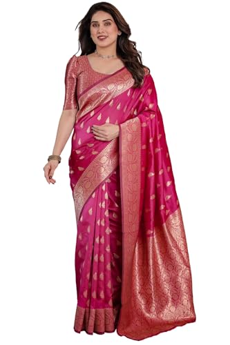 Image of SGF11 Women's Kanjivaram Soft Silk Saree With Unstitched Blouse Piece