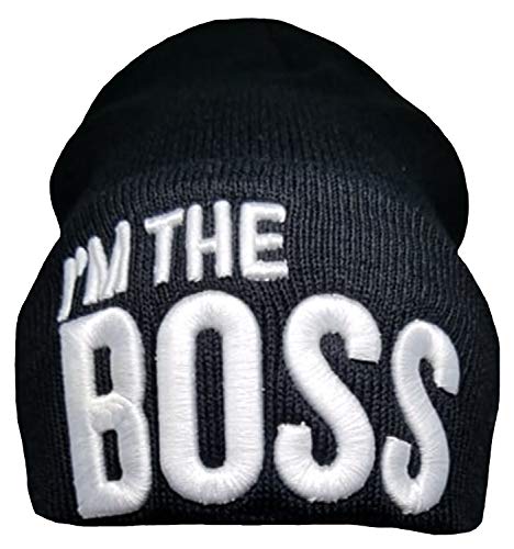 I'm The Boss Winter Skull Cap Warm Knit Black Beanie for Men and Women Ski Hat Skully