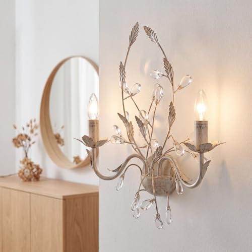 Aplique floral de metal y cristal con detalles dorados elegantes