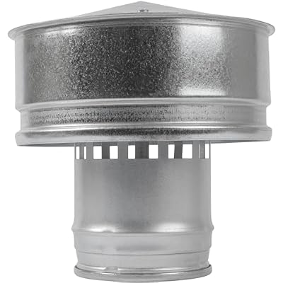 Vent Systems 4" Inch Round Roof Vent Cap – Galvanized Steel Chimney Rain Guard with Wind Shield – Heavy-Duty Weather-Resistant Protector Cap for Exhaust, Stove Pipe, Chimney - Outdoor Use