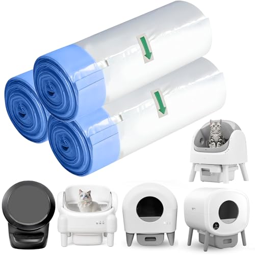 LXLJDN Self Cleaning Cat Litter Box Liners-45 Counts Extra Thick Litter Bags for Automatic Cat Litter Box Robot with Drawstring Trash Bags Compatible with PetPivot