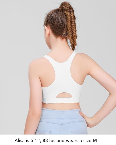 SALIA GIRL Seamless Training Bras for Girls 10-12, Racerback Teen Bra Soft Light Sports Bra 12-16 with Fixed Padding3