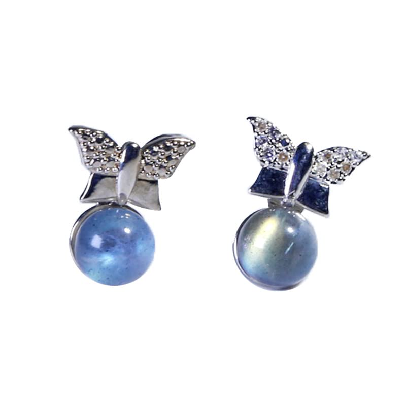 Sundarwald2 Pieces Natural Labradorite with Blue Golden Fire Pendants for Necklaces Chokers, Butterfly Design Healing Crystal Gemstone Charms for Women Jewelry Making, Small, Gemstone, Labradorite