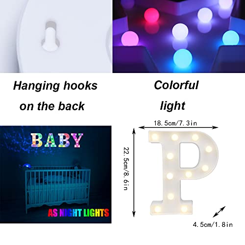 Image of LED Marquee Letter Lights, 18 Colors Changing Light Up Letters with Remote, RGB Alphabet Letters Sign for Girls Boys Gift Birthday Party Night Light Bedroom Wedding Christmas Decor-Colorful P