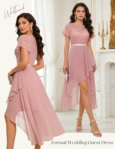 Image of Wedtrend Women's Formal Wedding Guest Dress Ruffle Bridesmaid Dress Flutter Sleeve Prom Dresses for Teens