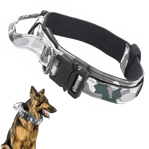 Ledeak Tactical Dog Collar, Padded Breathable Soft Nylon Pet Collar with Heavy-Duty Metal Buckle