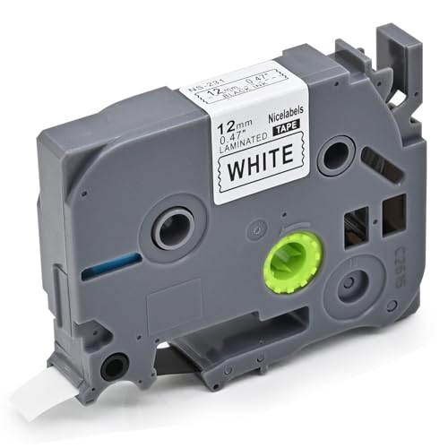 Nicelabels 12mm 0.47 White Tape Brother P-Touch TZe-231 Replacement