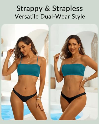 Image of Aqua Eve Women Strapless Bikini Top Only Bandeau Swim Top Tube Top Swimsuit