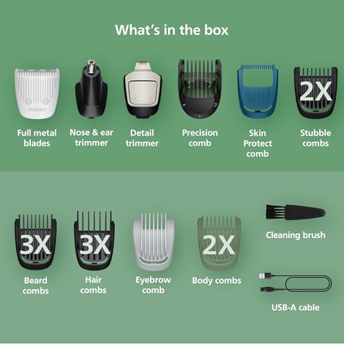 Image of Philips Norelco All-in-One 5000 19-in-1 Trimmer, Face, Hair & Body, Black | Beard Styler, Nose, Detail & Body Trimmer, Hair Clipper, Steel Blades, 17 lengths, 3-Hr Runtime, Showerproof, MG5965 /49
