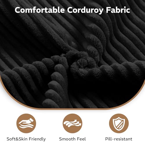 Image of 141.73'' U-Shaped Sectional Sofa Bed, 6-in-1 Modular Corduroy Couch with Soft Cloud-Like Feel, Removable Storage Bag, Anti-Pilling Fabric, Tool-Free Assembly, for Living Room, Black
