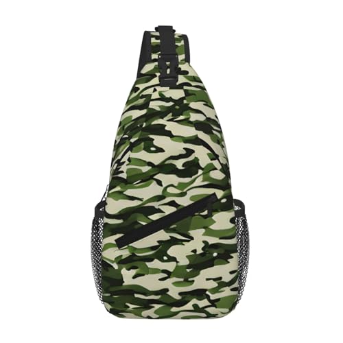 Mochila de pecho verde militar, bolsa diagonal de hombro unisex para viaje