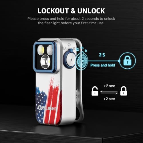 Image of OLIGHT Oclip Pro EDC Flashlight Clip-on Light, Rechargeable 500 Lumens with Three Lighting Solutions Type-C Charging, Magnetic Flash Lights for Outdoor or Indoor Use(Stars & Stripes Edition)