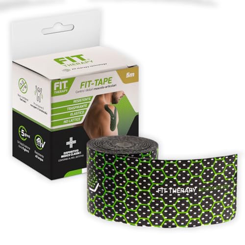 FIT Therapy Cinta de kinesiología profesional para deportes y recuperación muscular, cinta de kinesiología analgésica y antiinflamatoria, no se calienta, impermeable, sin medicamentos, dura 5 días